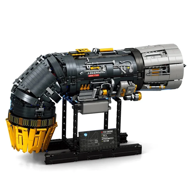 1812PCS 1:17 F35 900 Turbofan Modello di Motore Building Blocks Kit Azionamento Elettricamente Ornamenti Da Collezione Giocattolo Regalo Del Capretto 33014