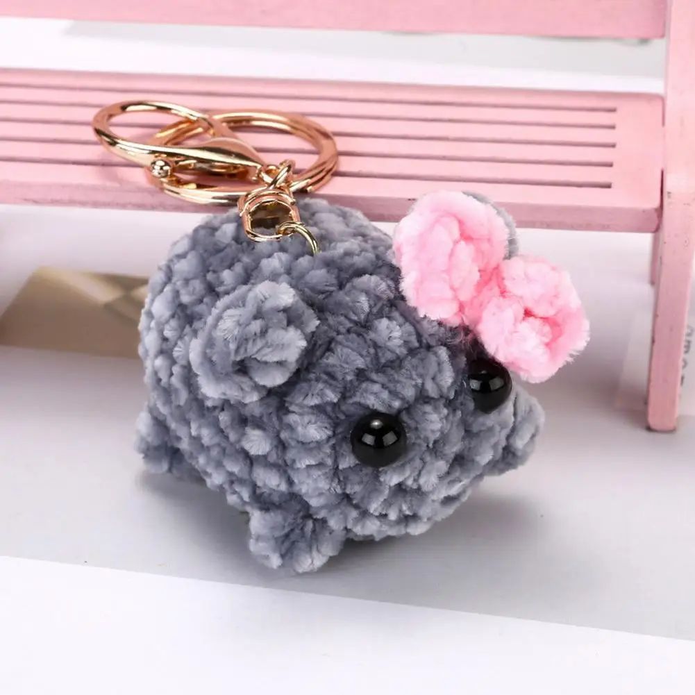 Nosttorn-Porte-clés en peluche hamster fait à la main avec nœud, pendentif beurre au crochet, jouet mème Kawaii, cadeau pour Gérfor Hamster