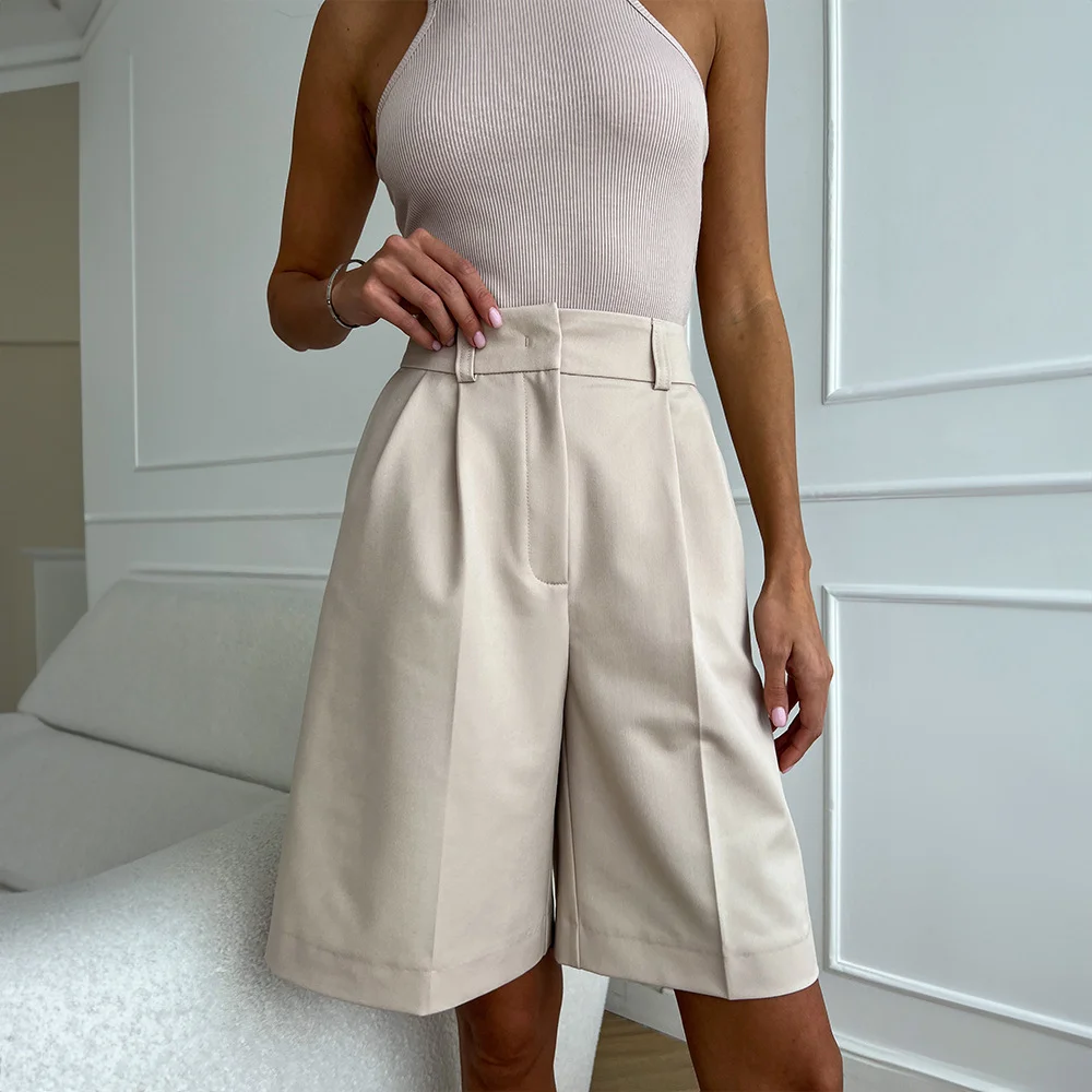 Straight Trousers 2024Summer Shorts Basic Casual Loose Slim Suit Shorts Woman's Clothing Traf шорты женский 반바지 Ropa Mujer jorts