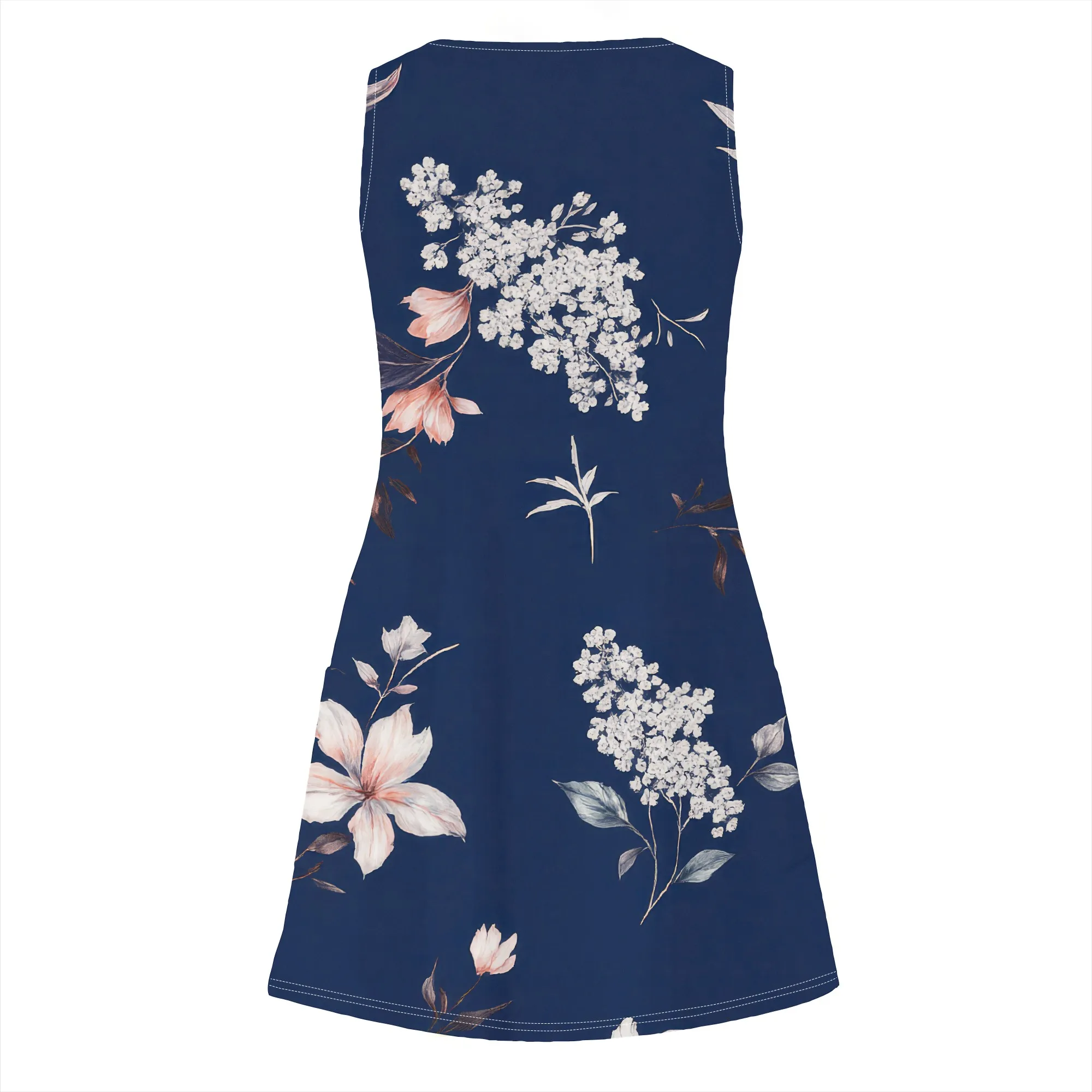 Abiti estivi da donna 2025 Prendisole larghi senza maniche con scollo a V Copricostume da bagno con tasche floreali/semplice/occhio