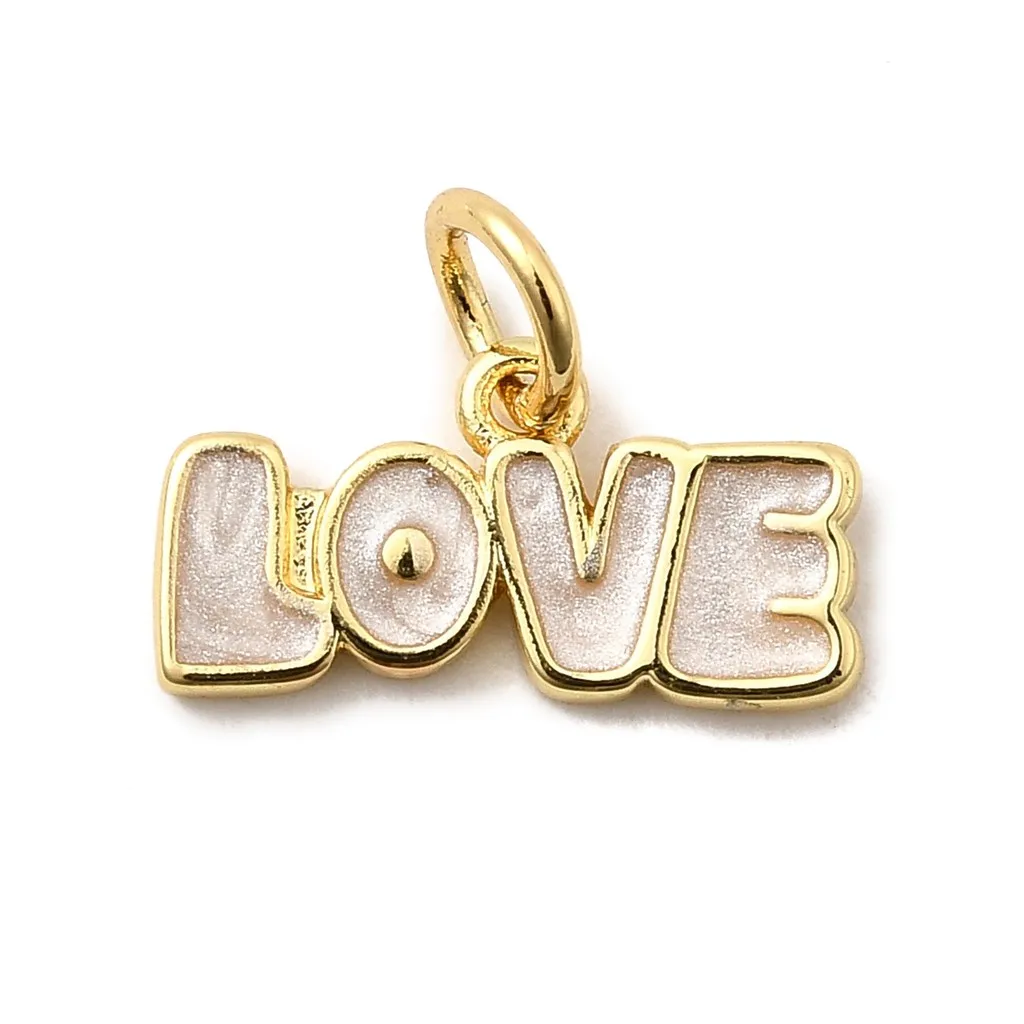 

10pcs Word Love Brass Enamel Charms Pendant For Necklace Bracelet Key Chain DIY Jewelry Making Accessories