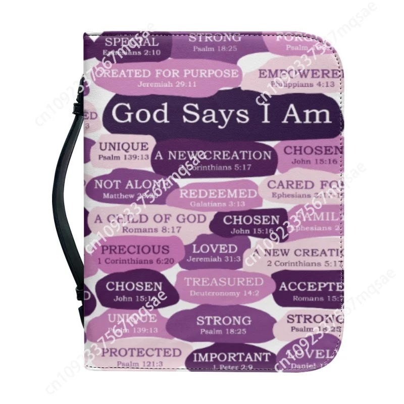 What God Says About You Personalized Gifts For Pastor Print Leather Bible Bag Women Cross Design Women's Handbag Book Storage