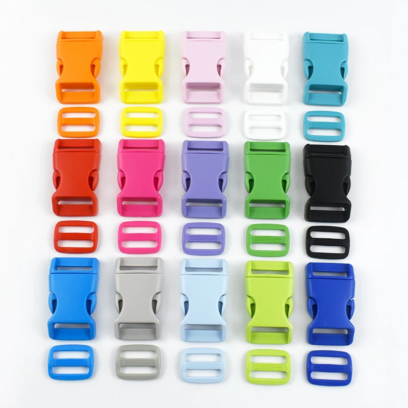 2/5/10Sets 15/20/25mm Plastic Release Buckles+Adjust Slider Backpack Chest Tape Fasteners Non-slip Shoulder Strap Closure Hook