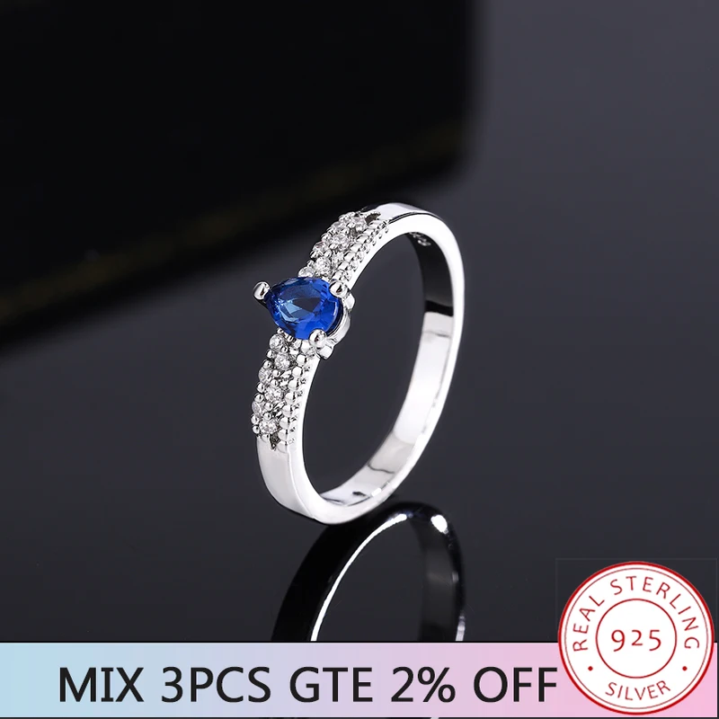 Fashion Hot Selling Jewelry Round Oval Sapphire 925 Silver Plated Ladies Ring Light Luxury Birthday Party Wedding Jewelry