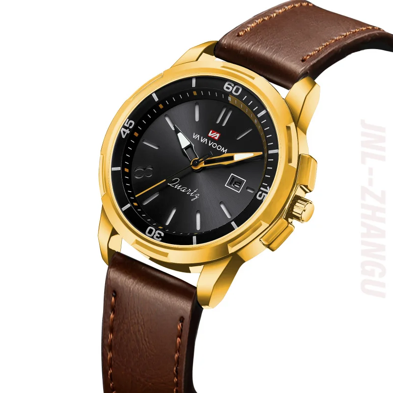 

New Arrival Luminous Waterproof Leather Fashion Men Watches High Quality Casual Sport Quartz Wrist Watch for Business