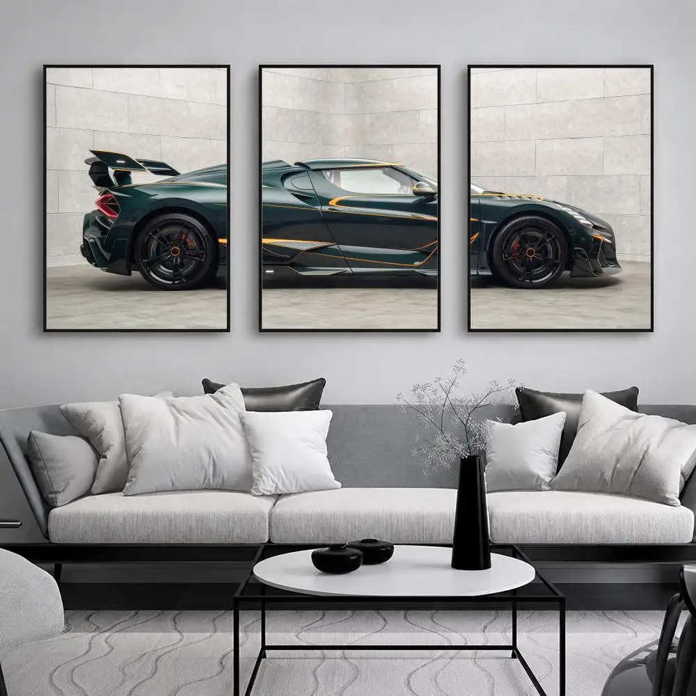 Refined Exotic Car Artwork Painting Calligraphy Canvas Poster Set Wall Artwork for Bedroom Living Room Decorative Prints Gift