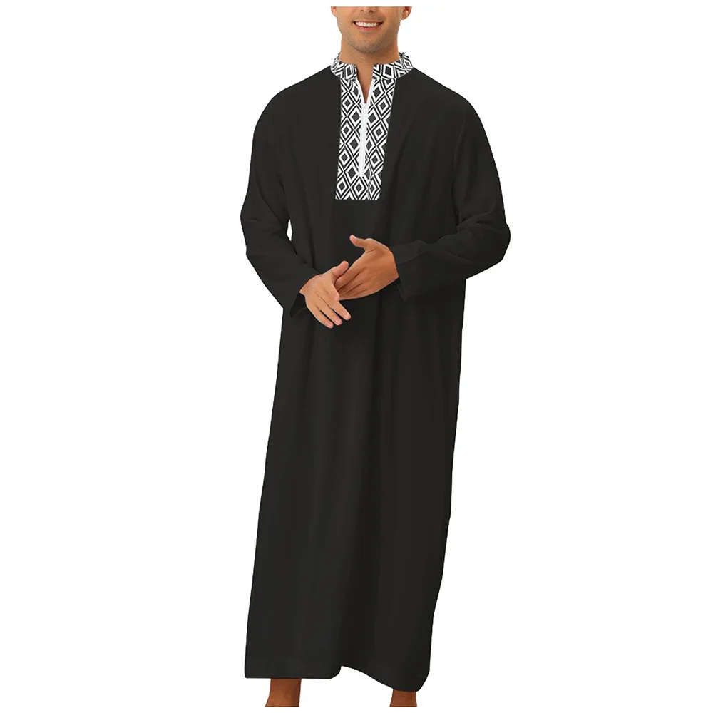 Men\'S Robe Daily Causal All-Match Regular Pullover Zipper Closure Casual Wear Home Outdoor Party Comfy Straight Muslim Robe