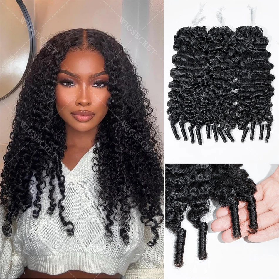 Burmese Curly PreSeparated Crochet 100% Human Hair Bundles Deep Curly Knotless Invisible Braiding Crochet Human Hair For Women