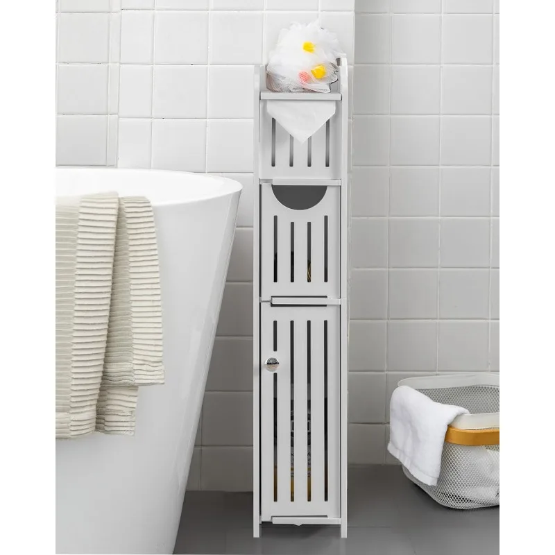 

Bathroom Storage Cabinet: Small Bathroom Storage Cabinet - Toilet Paper Cabinet Fit for Mega Roll,White