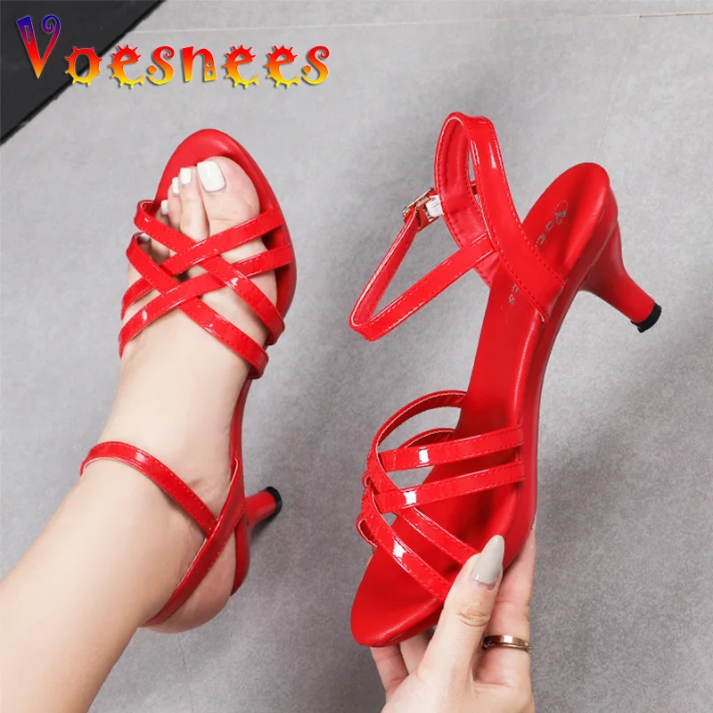 2022 Brand Designer Stripper Shoes High Heels Sandals Women Pumps Thin Heels Summer Sexy Nightclub Party Buckle Strap Prom Shoes