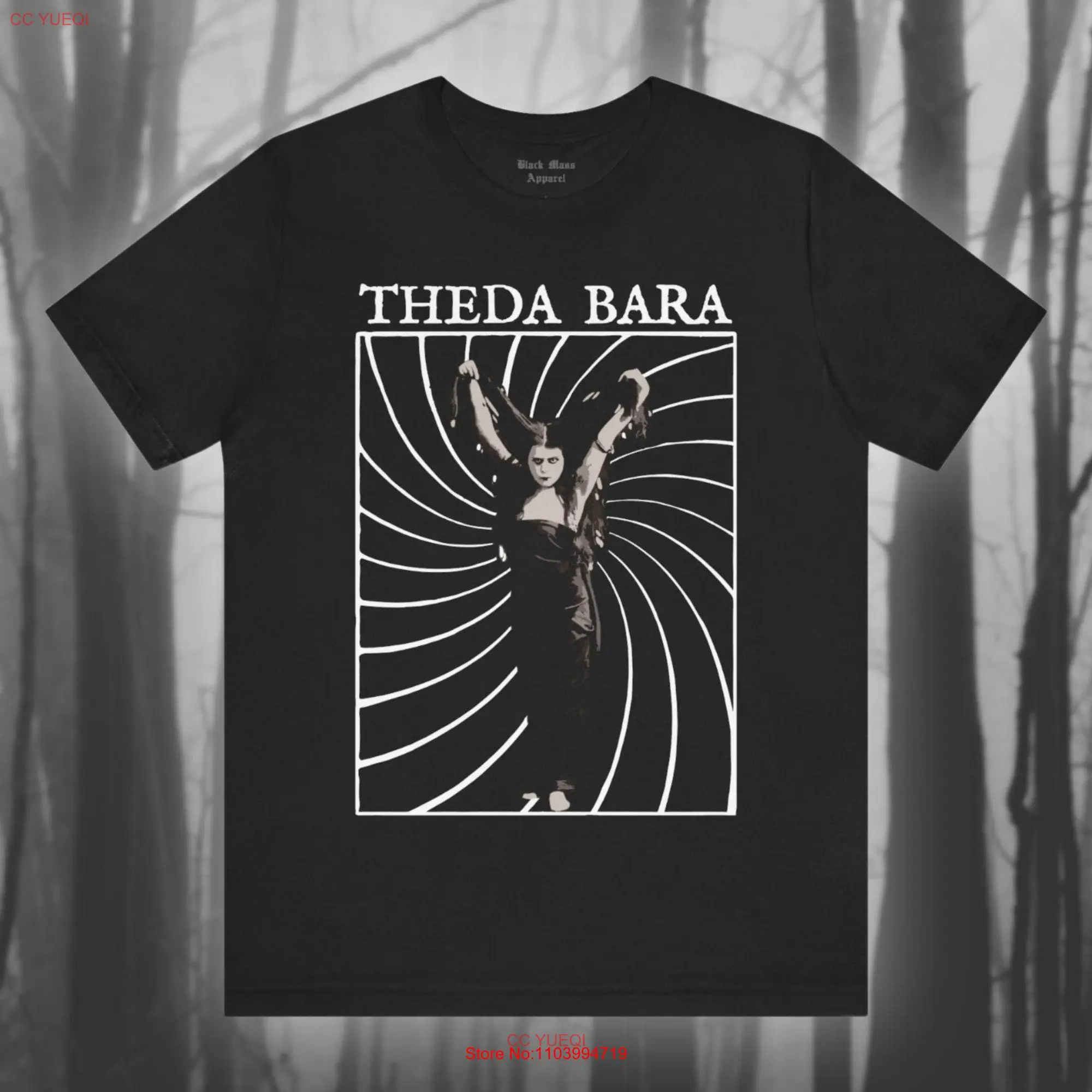 Sin 1915 Theda Bara Femme Fatale Actress T Shirt Vampire Girl Silent Film Gothic Jersey  long or short sleeves