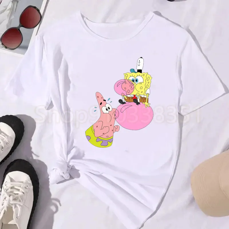 الصيف سبونجبوب باتريك ستار نمط تي شيرت المرأة Kawaii الجمالية تي شيرت الكرتون تنفس مريحة قمم تي شيرت #3