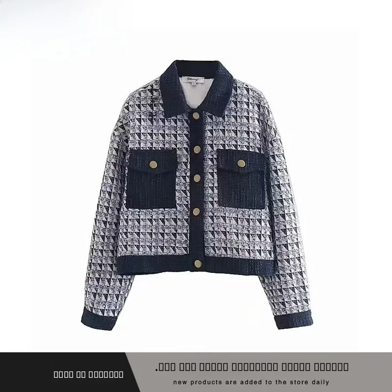 Faionable décontracté diamant motif laine manteau nouveau automne hiver vêtements pour femmes trajet Sle Polyester Fiber 00%