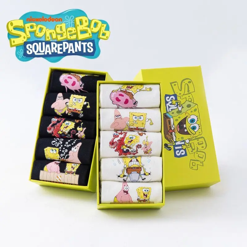 

5pairs Spongebob Squarepants Socks Boys Kawaii Anime Patrick Star Women's Cartoon Cartoon Socks Comfortable Sports Cute Socks