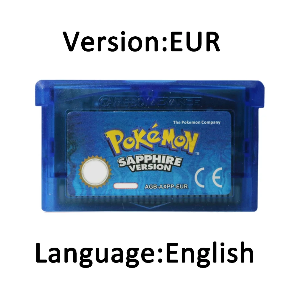 GBA Game Cartridge Emerald FireRed LeafGreen Ruby Sapphire Shiny Label 32 Bit Video Game Console Card