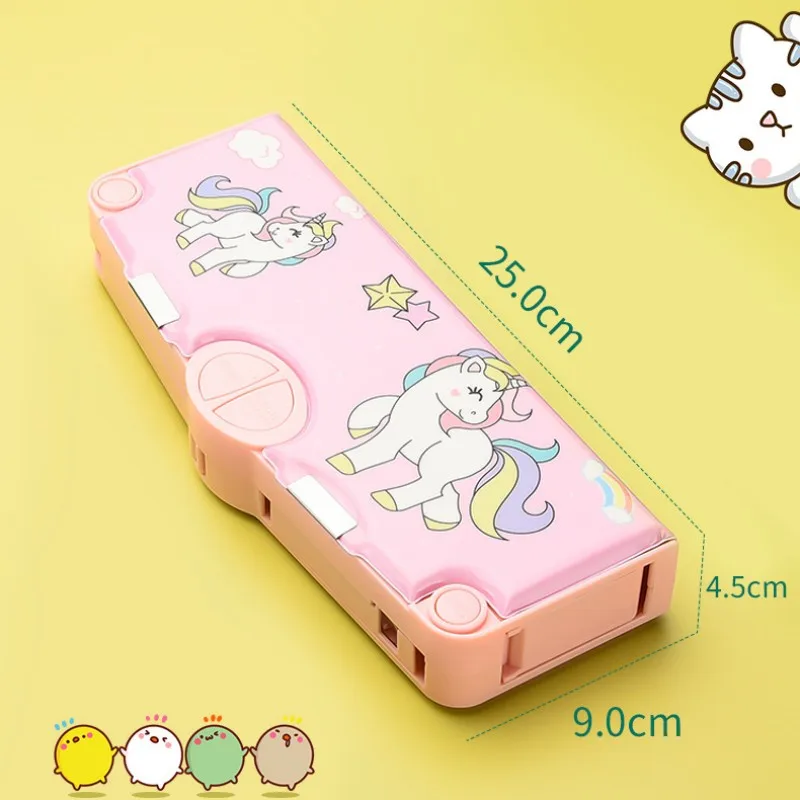 Imagem -06 - Desenhos Animados Pencil Case Conjunto para Crianças Alta Capacidade Mecanismo Tesoura Fita Borracha Régua Papelaria Material Escolar Presente Kawaii Brinquedos