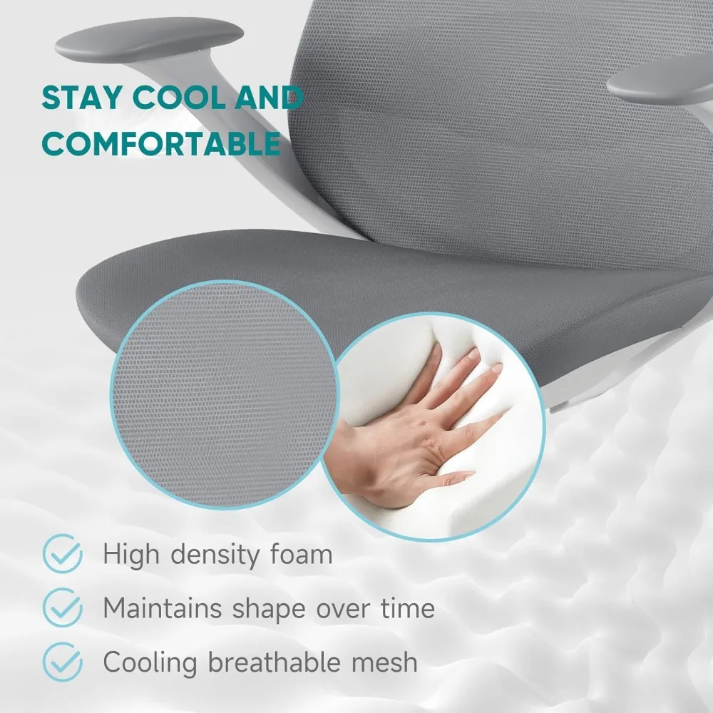 Executive Office Chair with Adjustable Arms Home Office Desk Chair with 3-Level Tilt Backrest and Swivel Rolling Compu