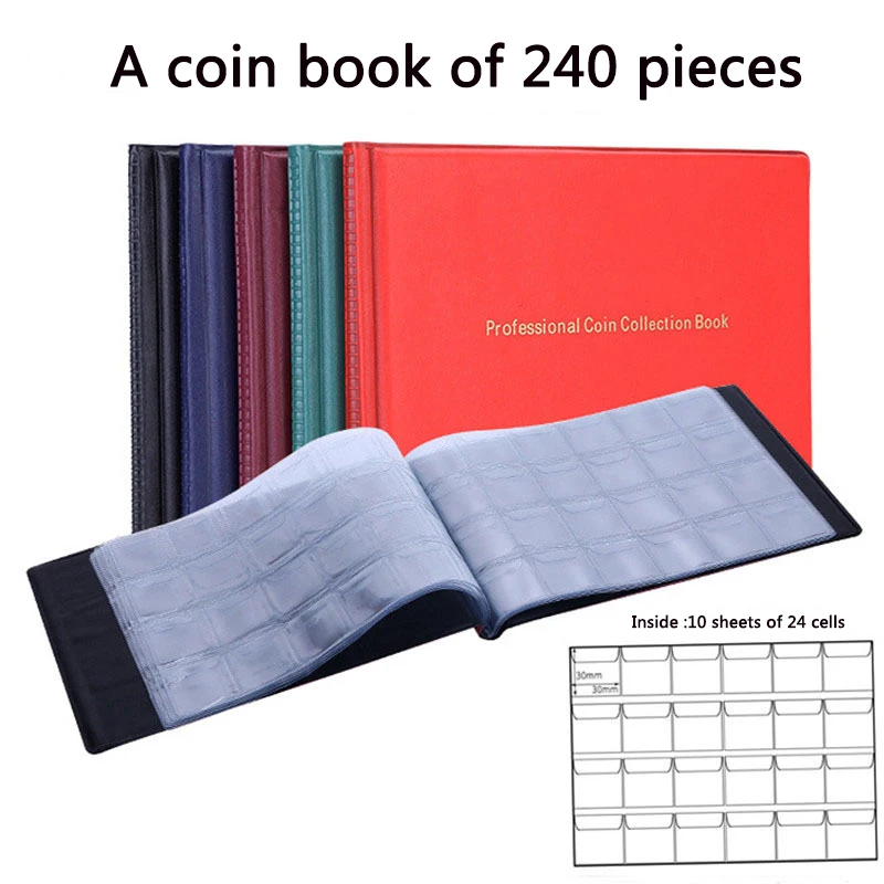 Coin Storage Commemorative Book Collection Album 120/240 Pockets Holder Collection Volume Folder Holds Multi-Color Coin Blank