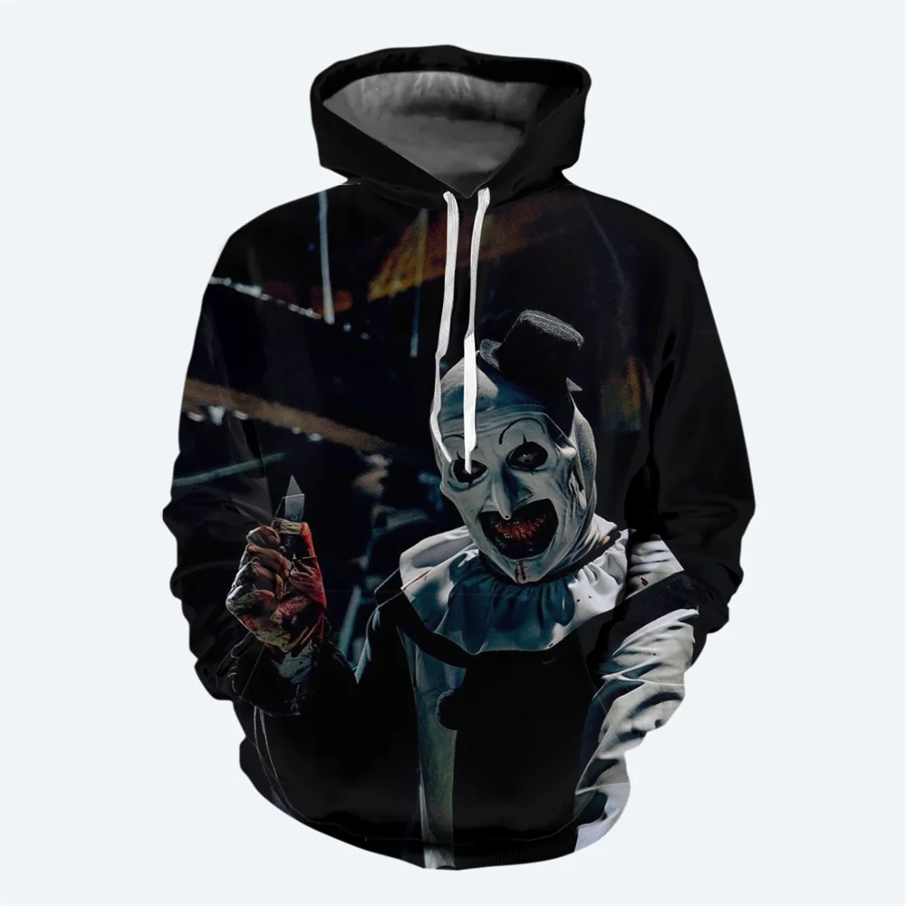 New Horror Movie Terrifier 3D Printed Men's Hoodie Street Fashion Hip-hop Style Sweater Casual Oversized Men's Hoodie