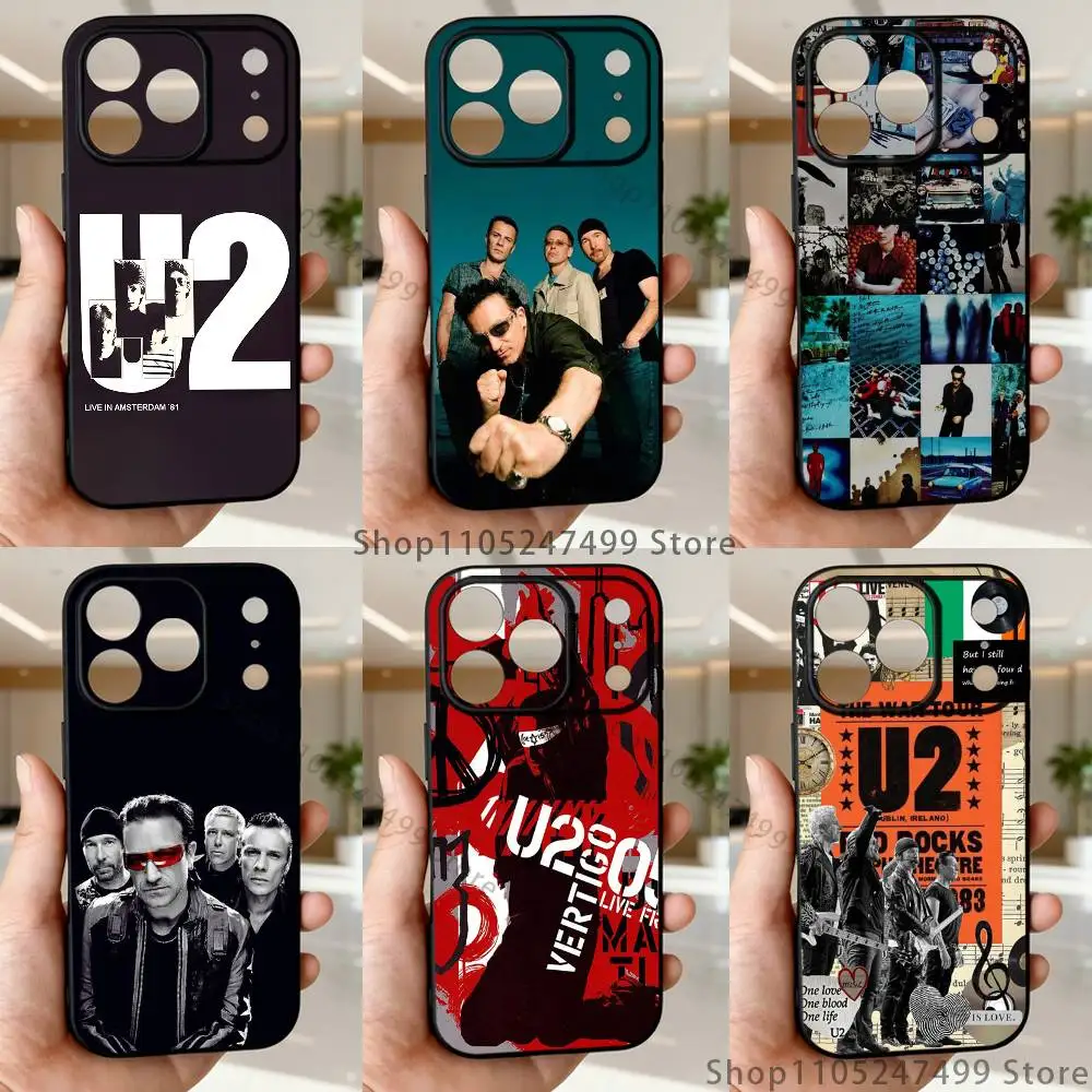 

Band U2 Pop Phone Case For iPhone 17,16,15,14,13,12,11,Pro Max,XSX,,XR,SE,Mini,8,7,Soft Silicone Black Cover