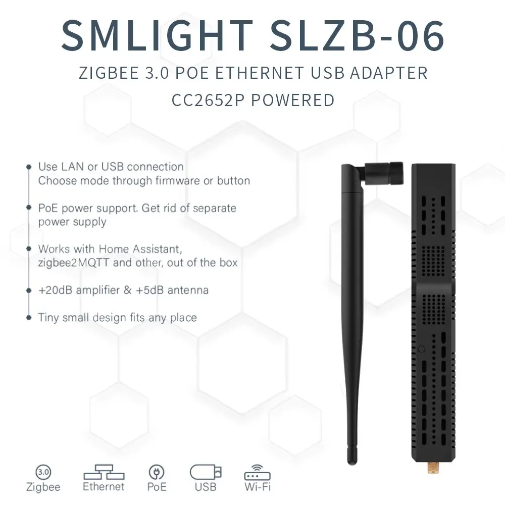 SMLIGHT-Líder de gateway Wi-Fi com PoE, SLZB-06, SLZB-06M, SLZB-06p7, Zigbee 3.0 para Ethernet, funciona com Home Assistant,ZHA