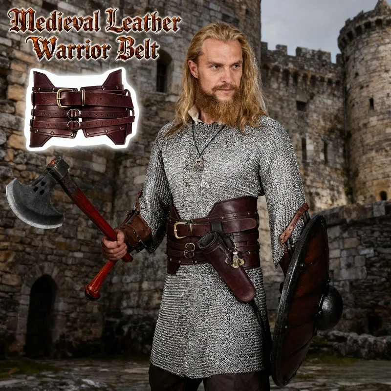 

2025 Новый средневековый Ренессансный боевой рыцарь из искусственной кожи поясной ремень