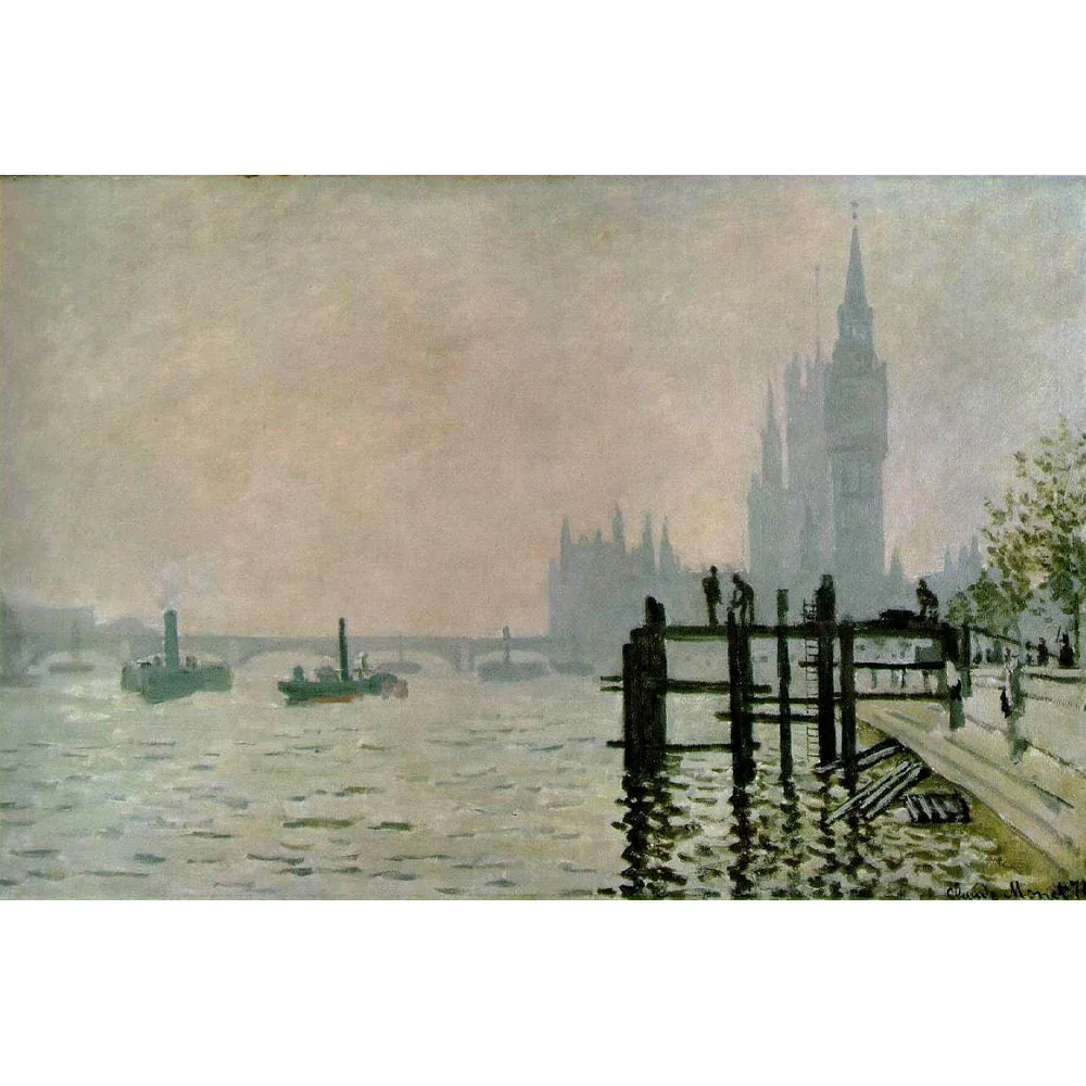 

Claude Monet oil painting,The Thames at Westminster,Impression landscape painting,Hand painted famous painting replica,Room deco