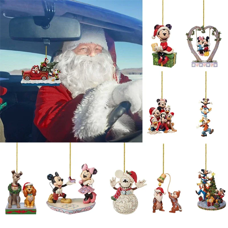Colgante de Navidad de la serie de dibujos animados de Disney, Mickey Mouse, Minnie, periferales de aniversario, decoraciones, adornos de coche lindos, regalo de muñeca, nuevo