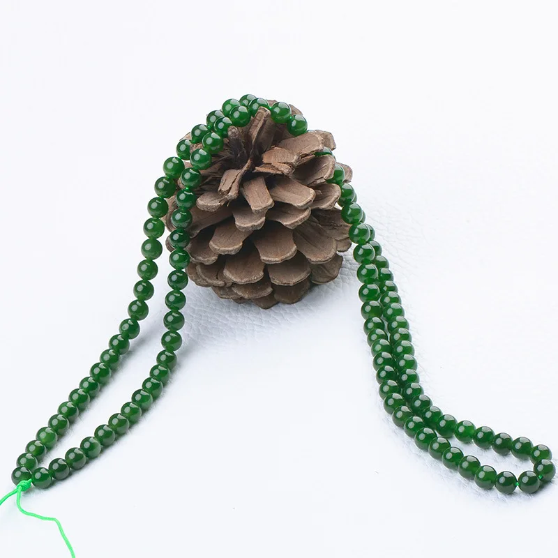 Dark Green 6mm108 Pieces Russian Old Jasper Necklace Sweater Chain Lanyard Material Fine Color Uniform