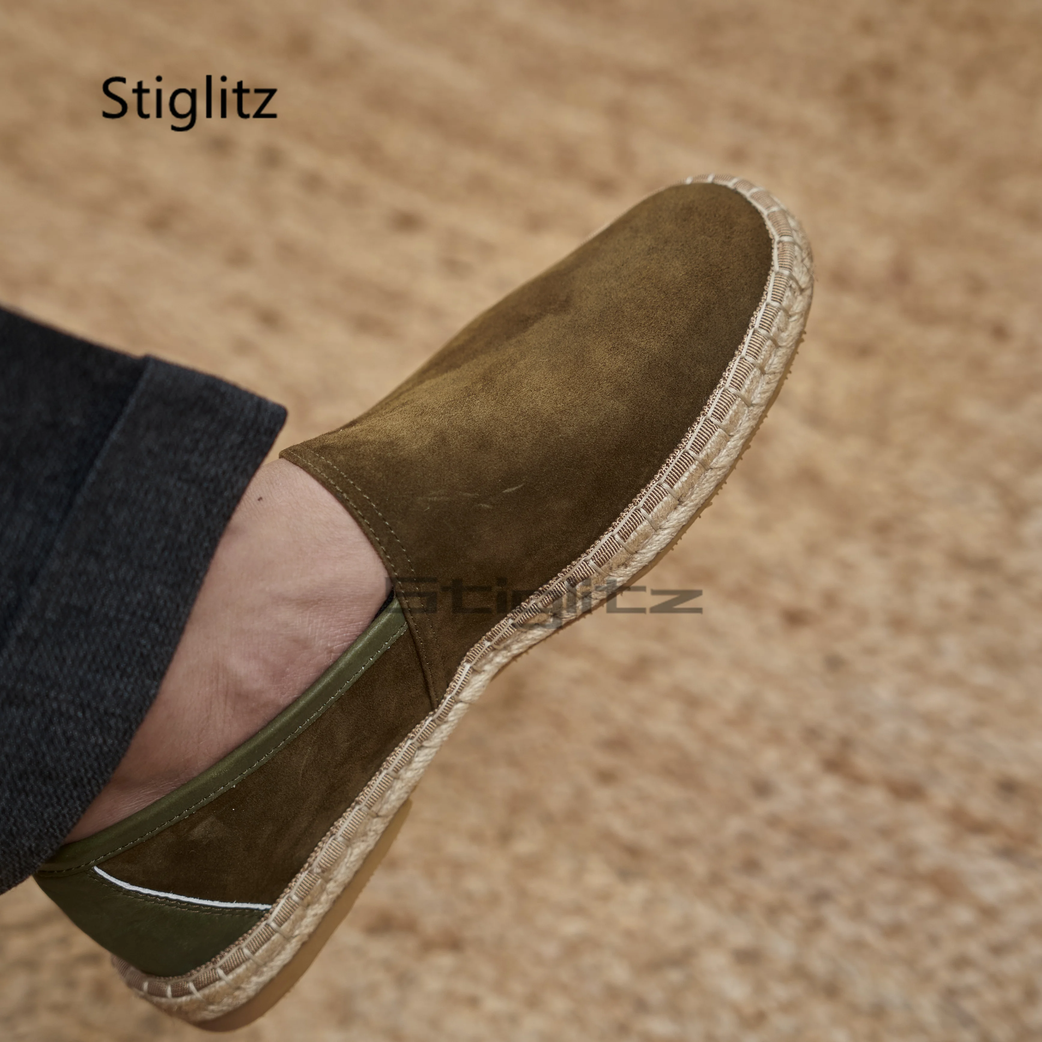 Linen Grass Woven Fisherman Shoes Men's Casual Comfortable High Quality Slip-On Suede Leather Loafers Sweat-Absorbant Male Shoes