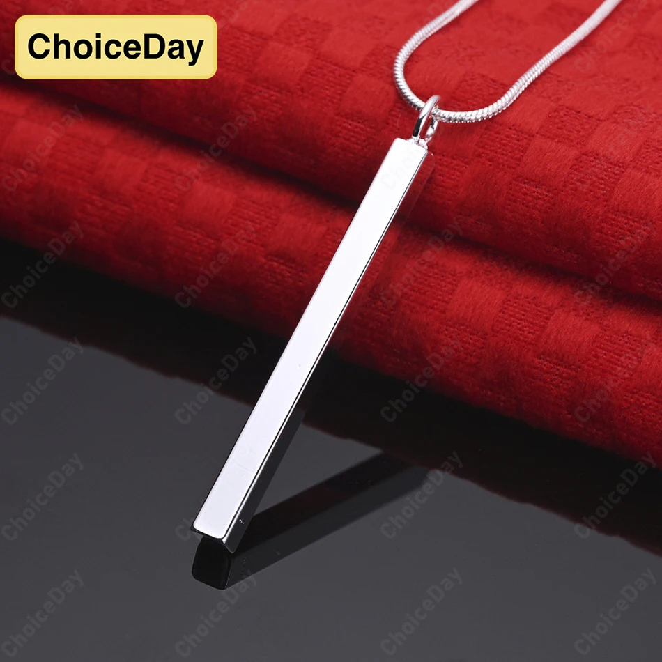 

ChoiceDay 925 Sterling Silver Delicate Rectangular Pendant Necklace Fashion Women's Jewelry Accessories Wedding Gift