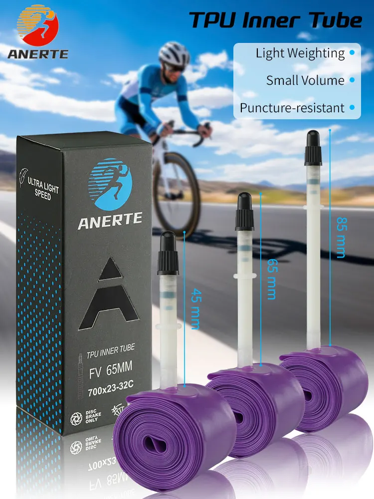 AliExpress NONE Ultralight Bike Inner Tube 700C 23 25 28 32 Road Bicycle TPU Tire 45/65/85mm Length French Valve Super Light Tube