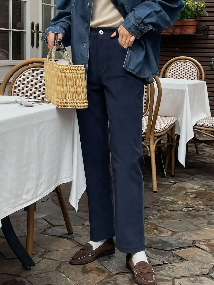 

ijian Women's Casual Pants Autumn New Retro Wild Straight Cotton 00% Long Pants Ladies Faion Comfortable Fit Trousers