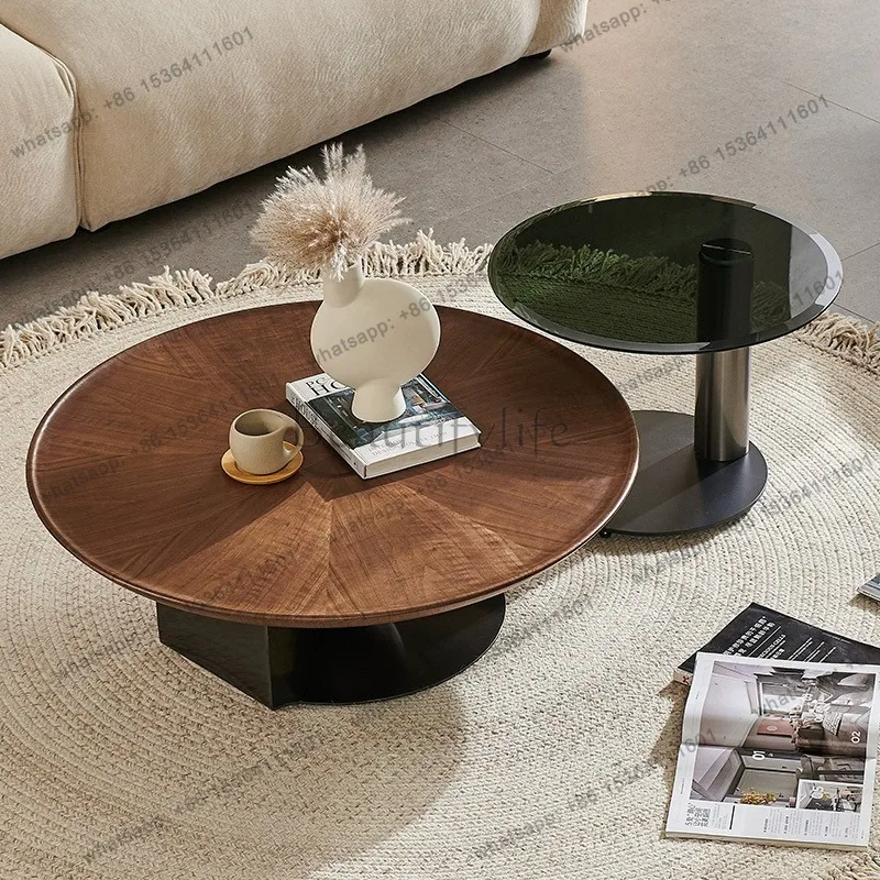 YJ Round Transparent Coffee Table Simple Trendy Decoration Interior Living Room Side Table Accent Couchtisch Postmodern Furnit