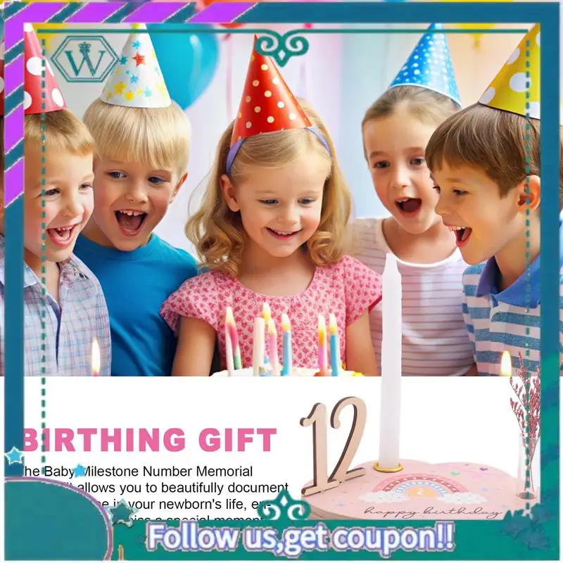 Baby Milestone Number Memorial Cards Kit For Newborn Baby Wooden Engraved Age Photography Accessories Birthing Gift