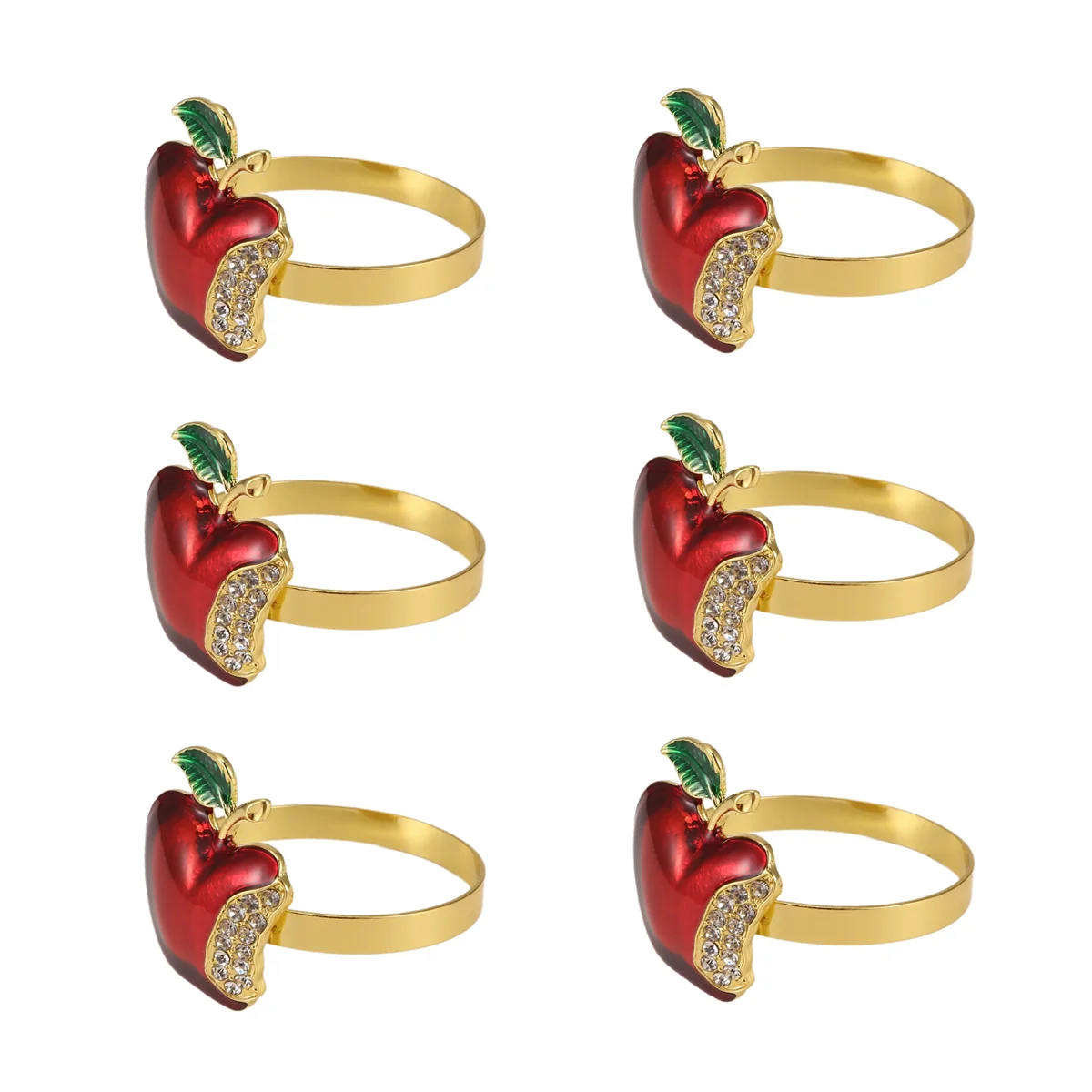Conjunto de 6 anéis de guardanapo qualitativos, anel de guardanapo de maçã vermelha para casamento, jantar, banquete, guardanapo para natal, aniversário