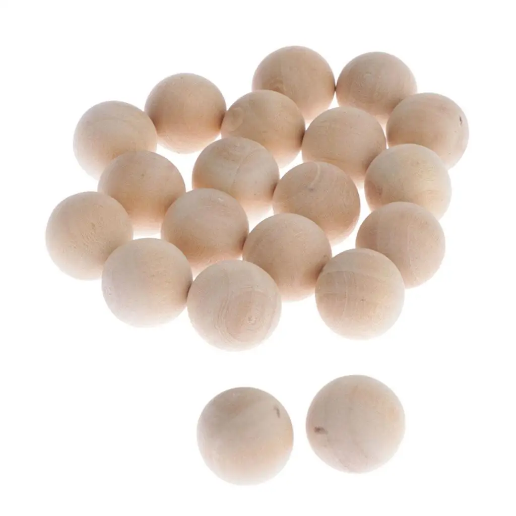 50x Hardwood Balls Solid Natural Beech Wooden Balls Beads Crafts Making 15mm