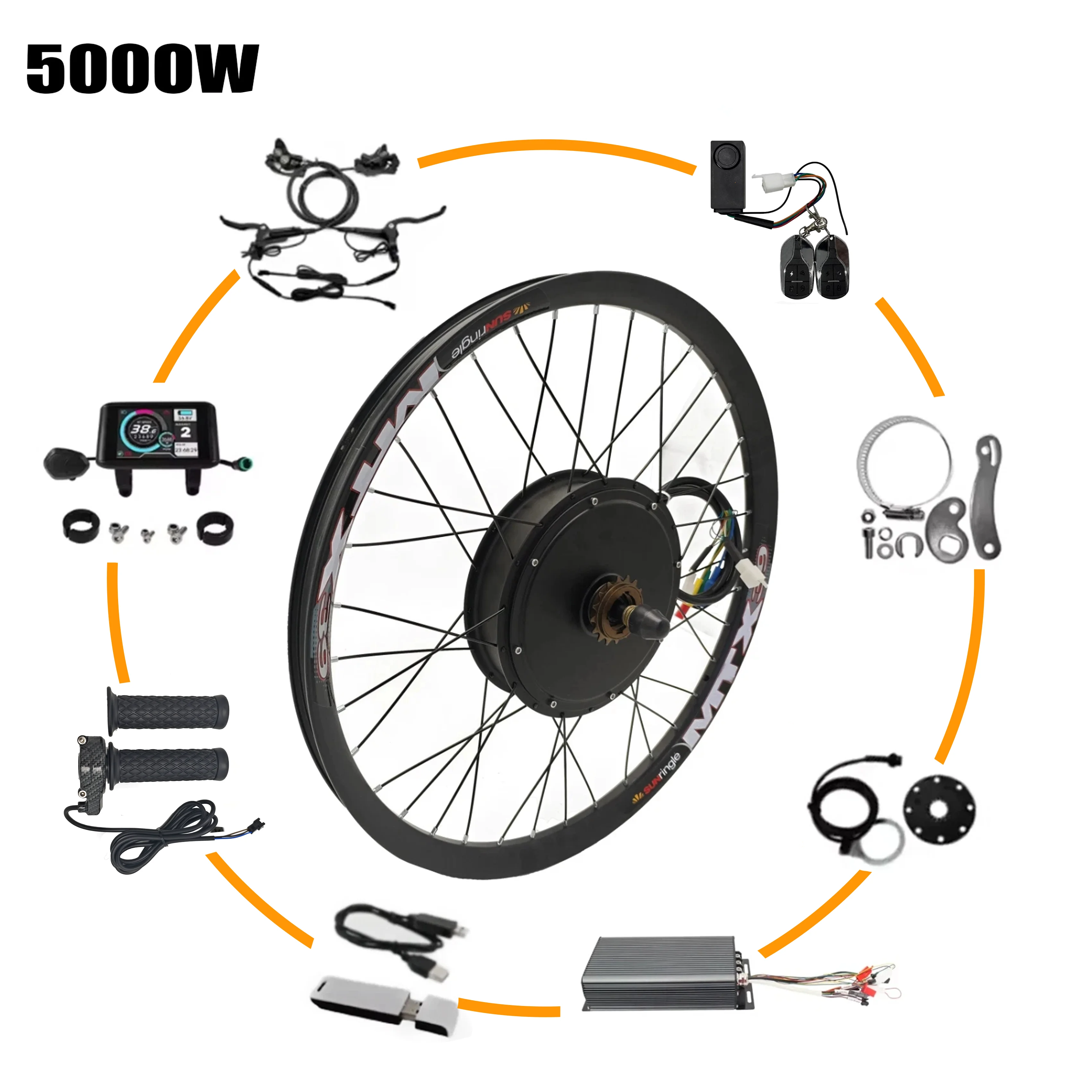 

High-Power 72V 5000W MTX39 Ebike Conversion Kits: Sabvoton 100A Controller, Dropout 150mm, Rear Motor Wheel for 26"/27.5"/29"