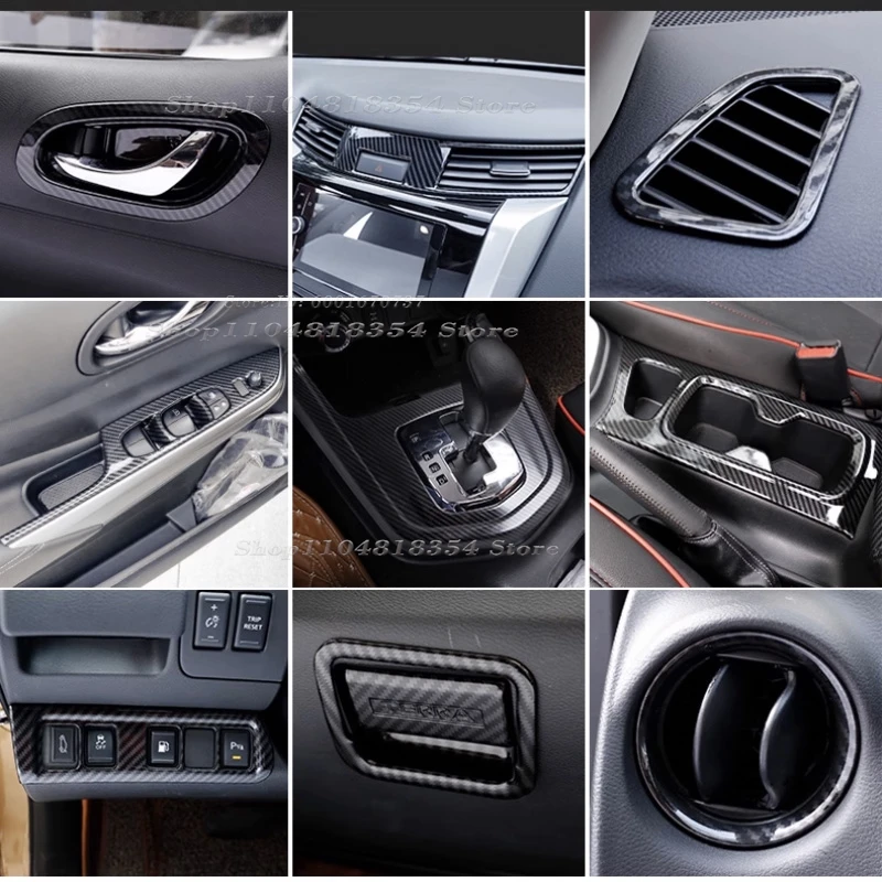 

For Nissan Navara NP300 ST 2014- 2020 Interior Accessories MT AT Gear Shift Panel Inner Door Handle Window Swtich Cover Trim