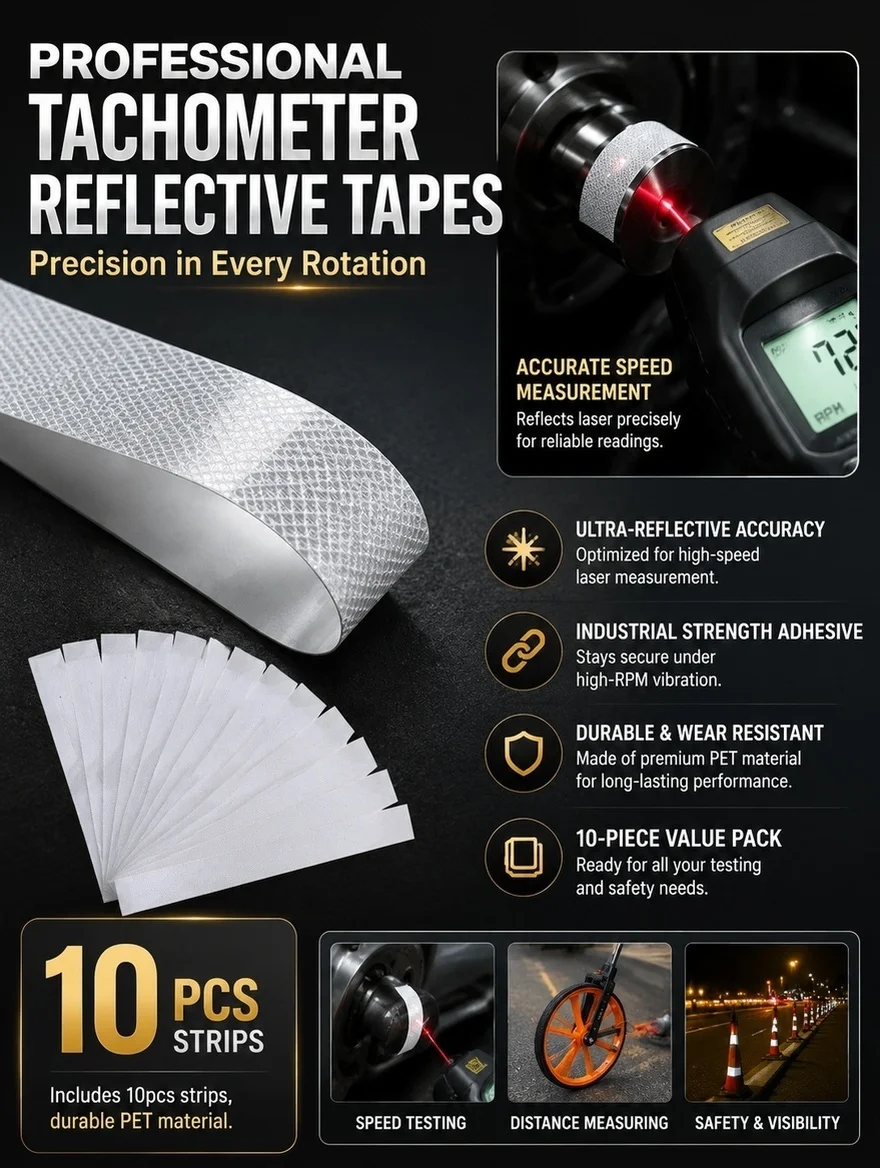 10 Pcs Optical Tachometers Reflective Tape Material High Visibility Strip Stickers Flexible