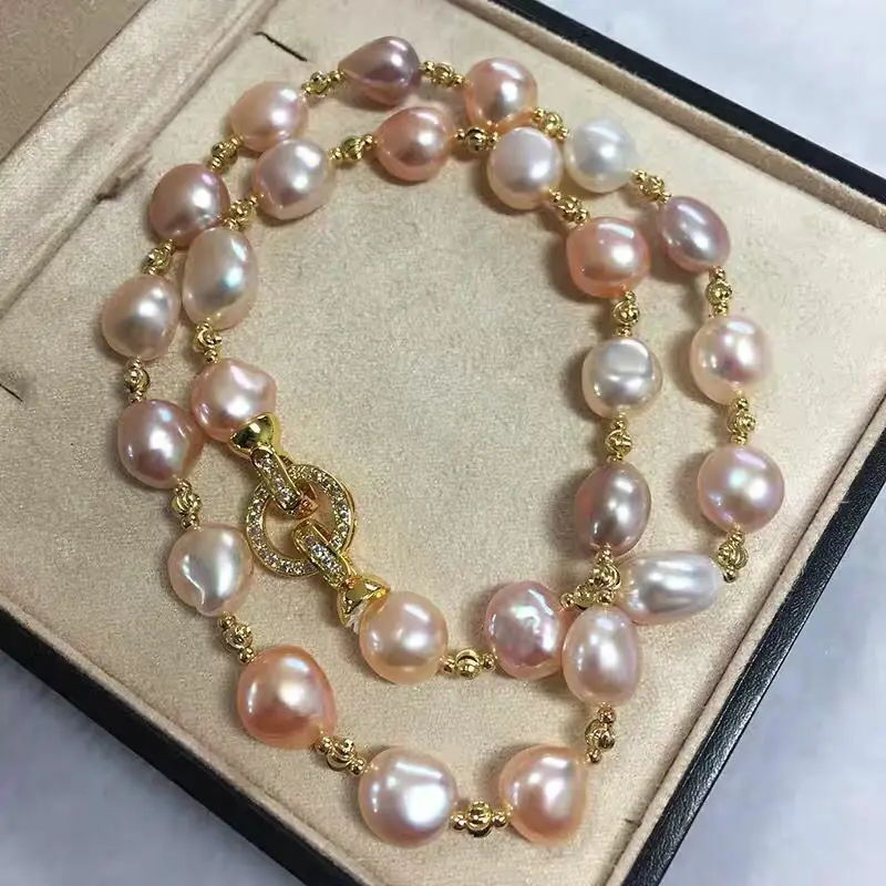 

Elegant Set of 9-10mm South Sea Baroque Pink Lavender Pearl Necklace 20‘’