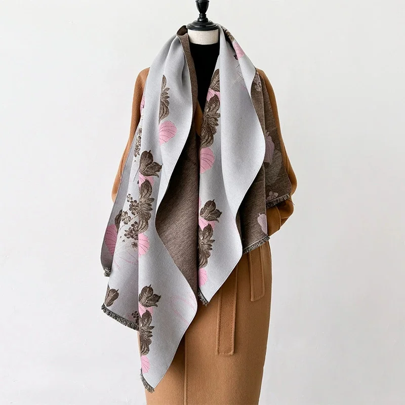 

2025 женские утепленные роскошные зимние двухсторонние кашемировые жаккардовые шарфы с узором пейсли, высокое качество, шаль с запахом, женский шерстяной шарф из пашмины