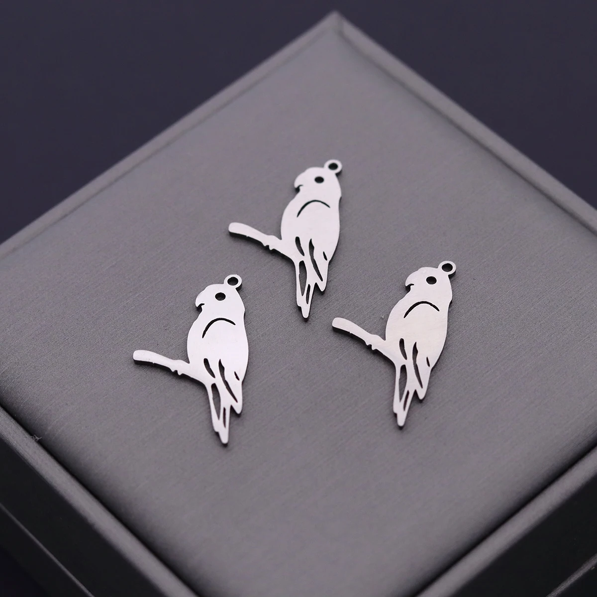 3pcs Bird Parrot on Branch Charms Stainless Steel Pendant For Jewelry Making Trendy Necklace Earrings DIY Handmade Accessories