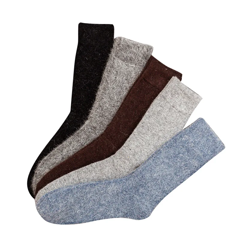 Winter Socks Men Solid Color Wool Socks Japanese Men's High Socks