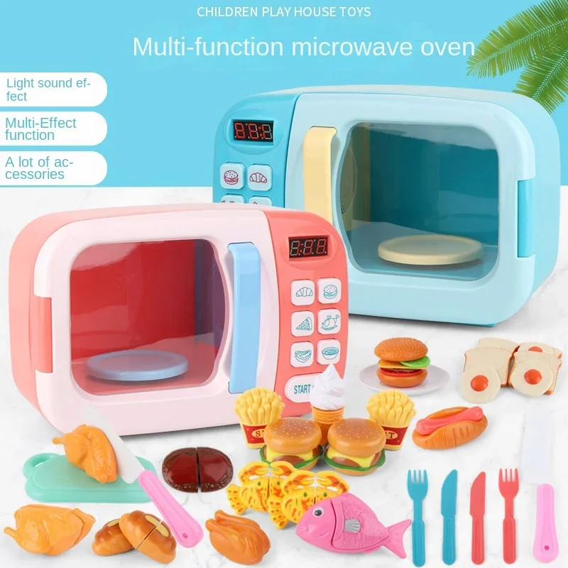 Simulation Small Appliances Kitchen Electric Microwave Oven Timing Fun Children Play House Cooking Interactive Toys Kids Gifts