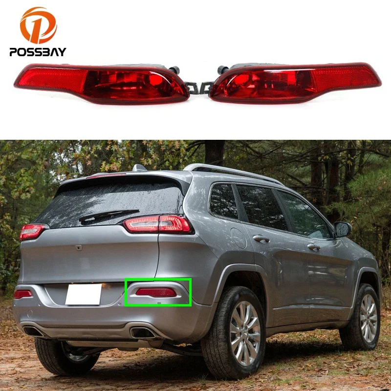 1 Pair Car Rear Bumper Lights Housing Red Reflective Without Lamp Bulb for Jeep Cherokee 2014 2015 2016 2017 2018 Accessories