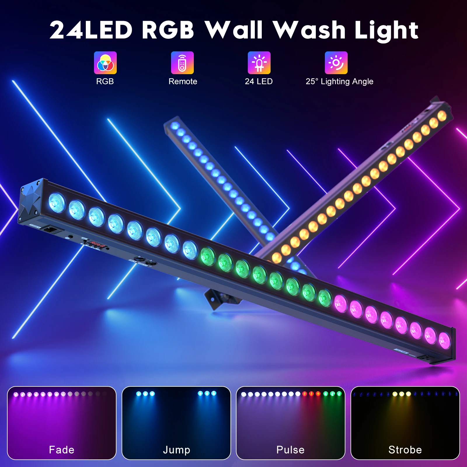 U'King 4 قطعة 60 واط جدار غسل ضوء بار 24X3 واط RGB المصابيح سرادق المرحلة ضوء بار DMX لحفل الزفاف DJ نادي ليلي KTV الحفل #3