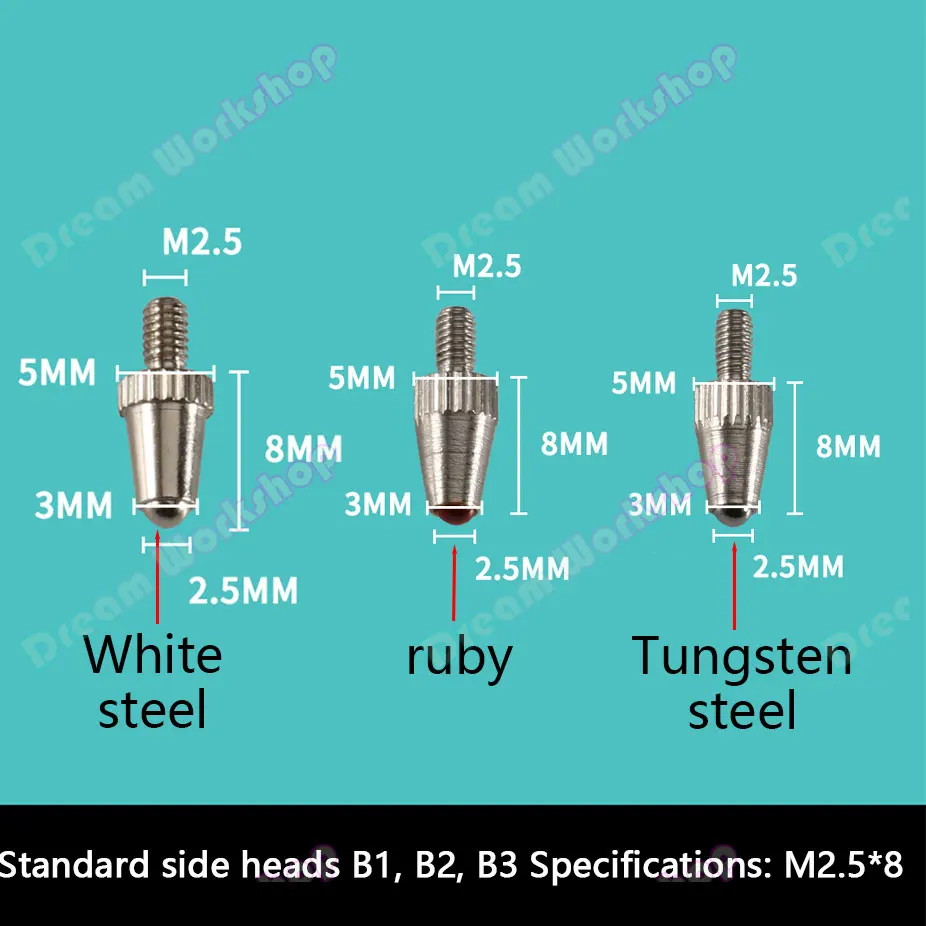 1Set M2.5 Dial Indicator Contact Point Dial gauge Stylus Micrometer Head Measuring Probes