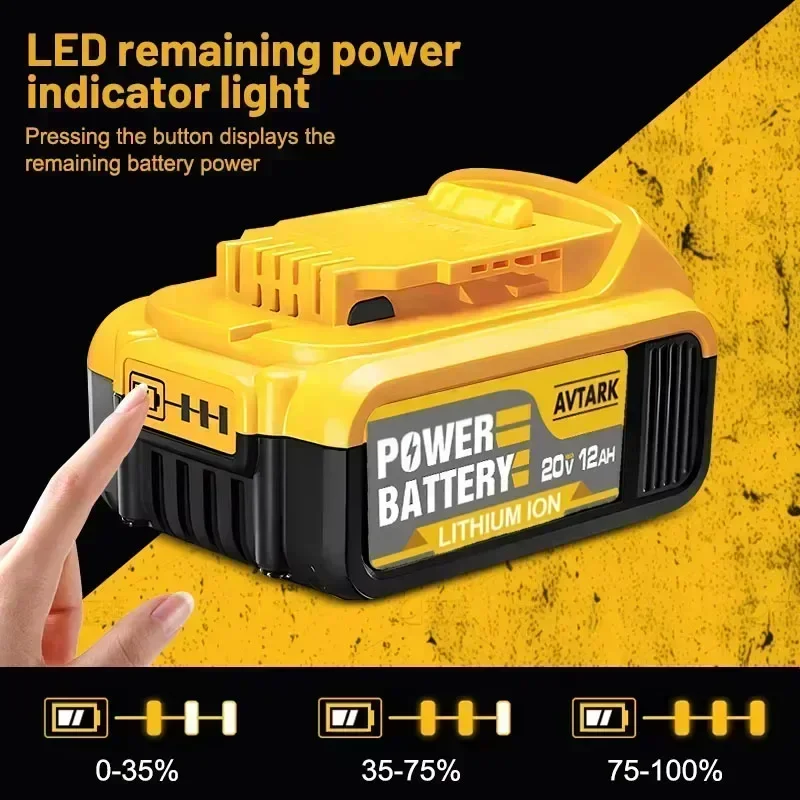 Batería de 12000mAh 20V DCB200 Compatible con herramientas eléctricas dewalt 18V 6Ah/9Ah/12Ah baterías de litio recargables 20V 18Volt