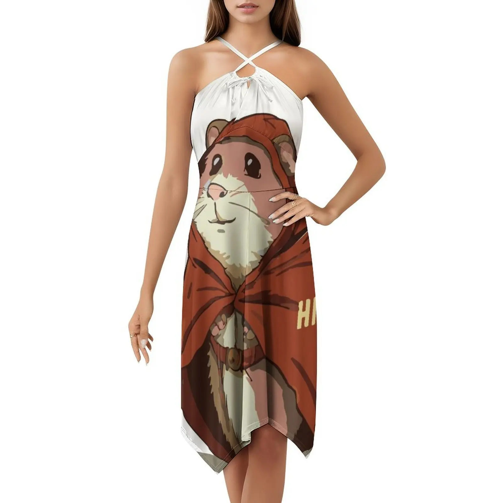 فستان هيمي ذا هامستر بوهو أنيق أنيق لحفلات الزفاف على الشاطئ فستان هامستر هيرو كونغ فو براون كوميك 70S للنساء